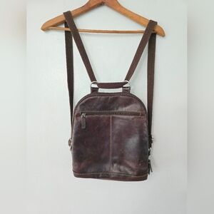 Jack Georges Voyager Convertible Backpack / Messenger Brown Leather Distressed